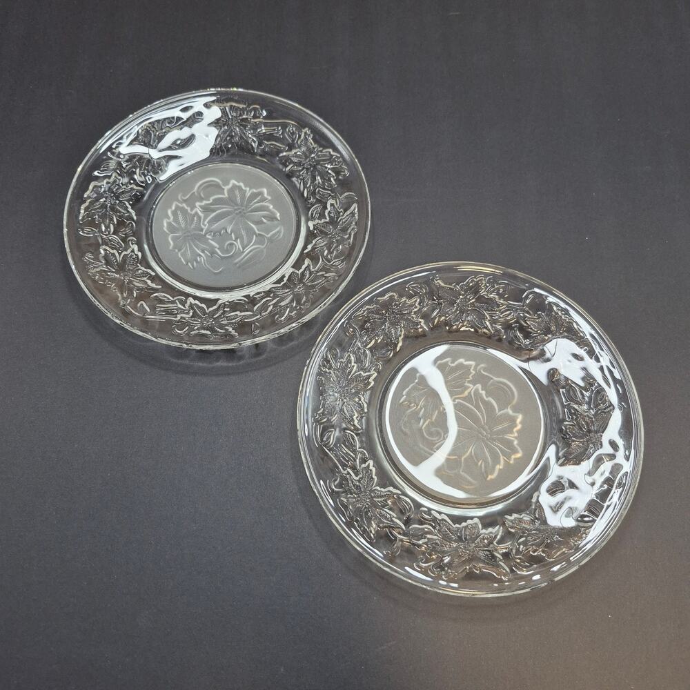 Princess House Fantasia 6-inch Bread Plates Frosted Center Set of 2 Plates
